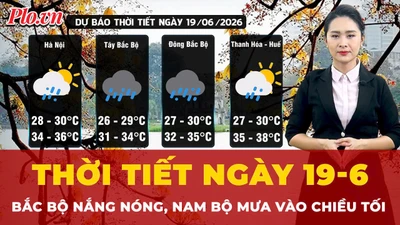 Thời tiết ngày 19-6: Bắc Bộ nắng nóng, Nam Bộ mưa vào chiều tối