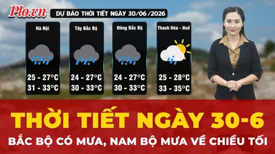 Thời tiết ngày 30-6: Bắc Bộ có mưa, Nam Bộ mưa về chiều tối