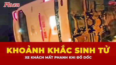 Mất phanh khi đổ dốc liên tục, xe khách chở 39 người lật nghiêng trong đêm