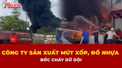 Cháy lớn tại công ty sản xuất mút xốp, đồ nhựa