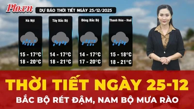 Dự báo thời tiết 25-12: Bắc Bộ rét đậm, Nam Bộ mưa rào