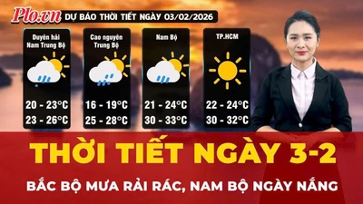 Dự báo thời tiết ngày 3-2: Bắc Bộ mưa rải rác, Nam Bộ ngày nắng