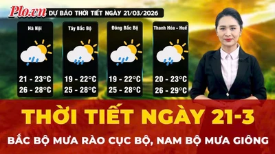 Dự báo thời tiết ngày 21-3: Bắc Bộ mưa rào cục bộ, Nam Bộ mưa giông