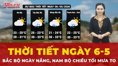 Dự báo thời tiết ngày 6-5: Bắc Bộ ngày nắng, Nam Bộ chiều tối mưa to