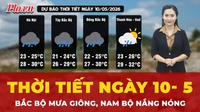 Dự báo thời tiết ngày 10-5: Bắc Bộ mưa giông, Nam Bộ nắng nóng