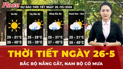 Dự báo thời tiết ngày 26-5: Bắc Bộ nắng gắt, Nam Bộ có mưa