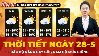 Dự báo thời tiết ngày 28-5: Bắc Bộ nắng nóng gay gắt, Nam Bộ mưa giông