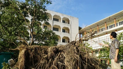 Cận cảnh trường học tan hoang sau bão ở Quảng Ngãi