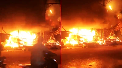 7 kiot bị thiêu rụi trong vụ cháy dữ dội lúc rạng sáng