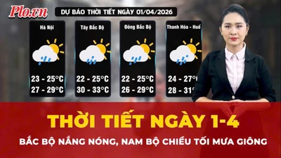 Thời tiết ngày 1-4: Bắc Bộ nắng nóng, Nam Bộ chiều tối mưa giông