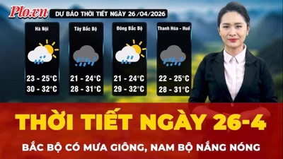 Thời tiết ngày 26-4: Bắc Bộ có mưa giông, Nam Bộ nắng nóng
