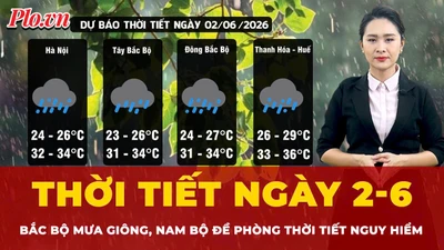 Thời tiết ngày 2-6: Bắc Bộ mưa giông vào chiều tối, Nam Bộ có thể xảy ra lốc, sét, mưa đá và gió giật mạnh