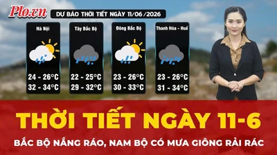 Thời tiết ngày 11-6: Bắc Bộ nắng ráo, Nam Bộ có mưa giông rải rác