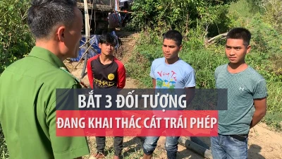 Phát hiện một điểm khai thác cát trái phép