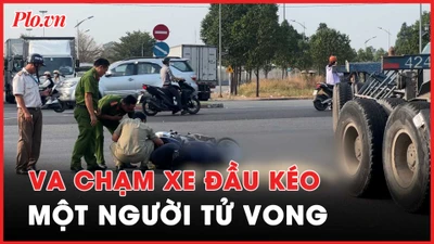 Video: Xe máy va chạm xe đầu kéo, một người tử vong