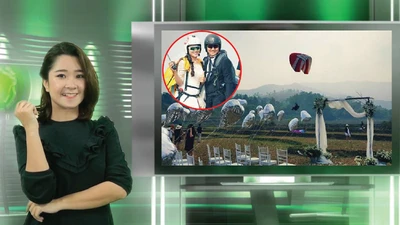 Vui độc lạ: Cô dâu, chú rể 'từ trên trời rơi xuống'