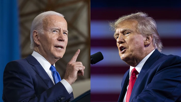 Tổng thống Mỹ Joe Biden (trái) và cựu Tổng thống Donald Trump. Ảnh: BLOOMBERG