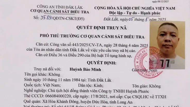 Chủ tịch HĐTV một công ty ở Đắk Lắk bị truy nã vì rửa tiền, tham ô tài sản