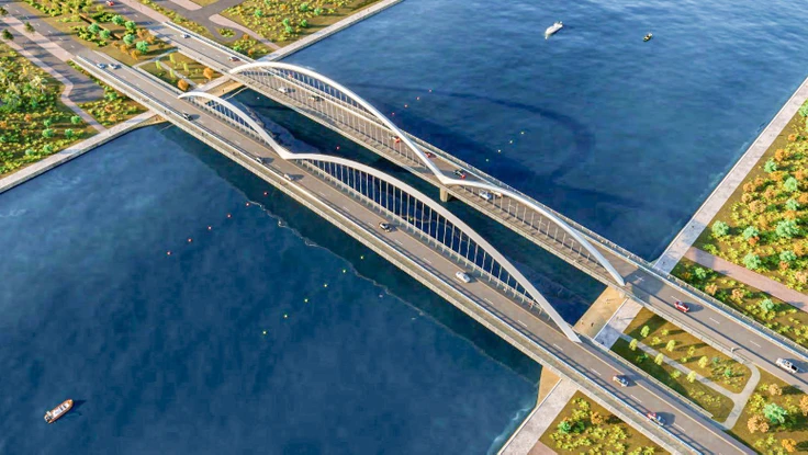 Khởi công cầu vòm bắc qua kênh đào trong khu đô thị Cam Lâm