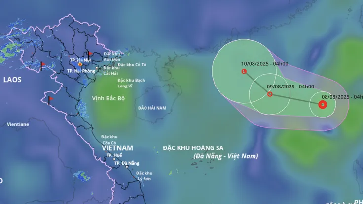 Sáng 8-8, Biển Đông xuất hiện áp thấp nhiệt đới