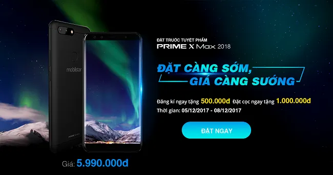 Prime X max (2018) giảm giá 1 triệu đồng khi đặt trước