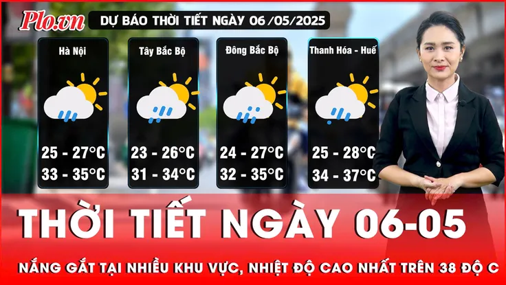 Dự báo thời tiết ngày 06-05: Nhiều khu vực hứng nắng gay gắt, nhiệt độ cao nhất trên 38 độ C