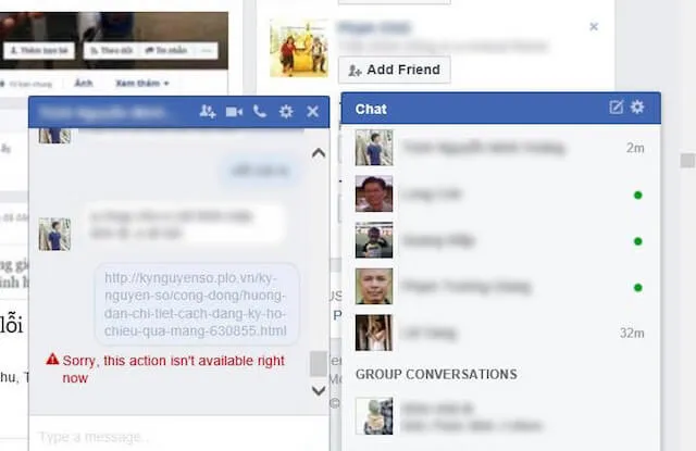Xử lý lỗi không thể gửi link trên Facebook và Messenger