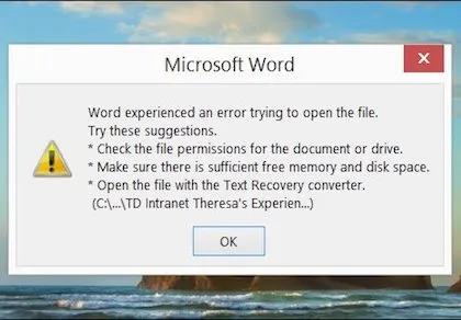 Cách khôi phục những file Word bị hư hỏng