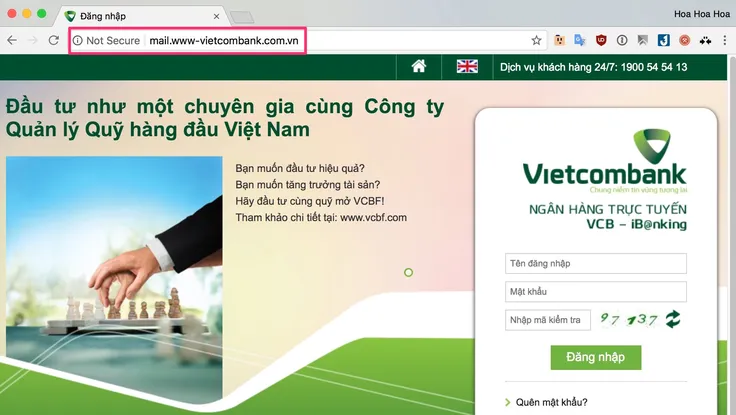 Liên tiếp xuất hiện nhiều trang web ngân hàng giả mạo