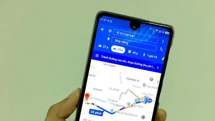 Cách tìm đường đi bằng xe máy trên Google Maps