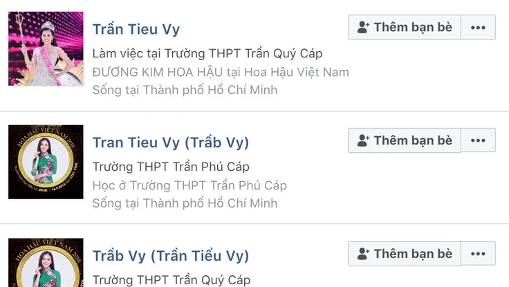 Nhiều Facebook giả mạo tân hoa hậu Trần Tiểu Vy