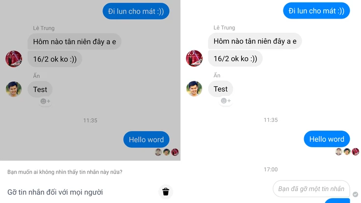 Người dùng Việt đã có thể thu hồi tin nhắn trên Messenger
