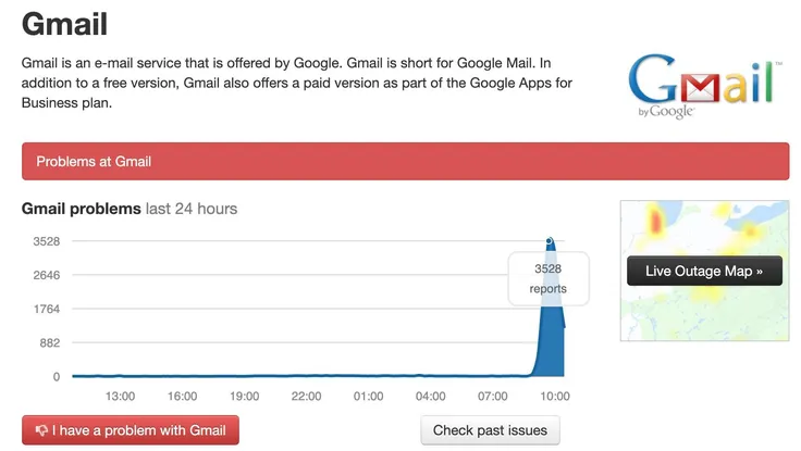 Gmail bất ngờ ngừng hoạt động