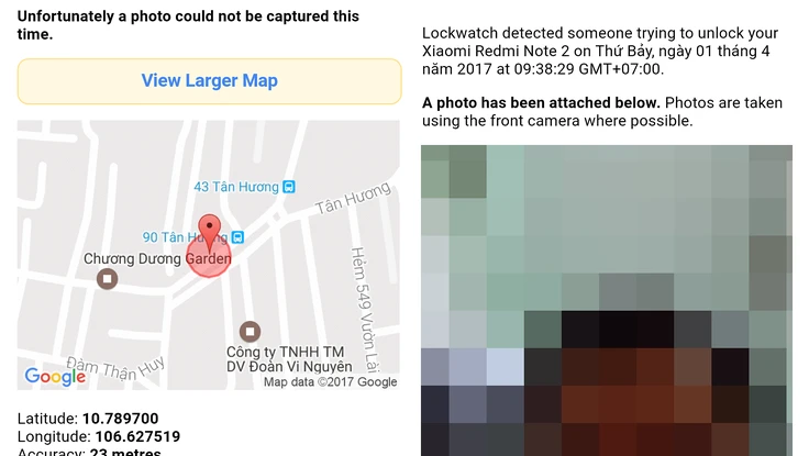 Cách xác định vị trí và hình ảnh kẻ trộm điện thoại