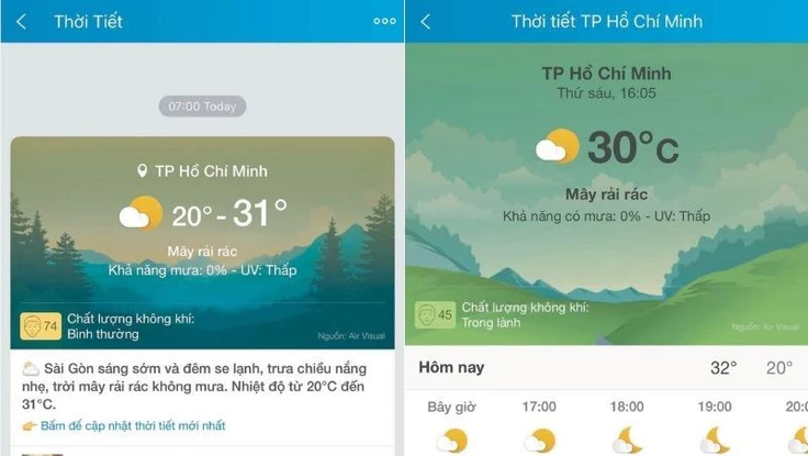 Cách kiểm tra nhanh chất lượng không khí trên Zalo