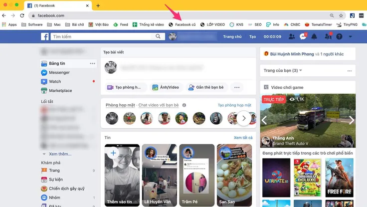 Cách chuyển về giao diện Facebook cũ không cài đặt phần mềm