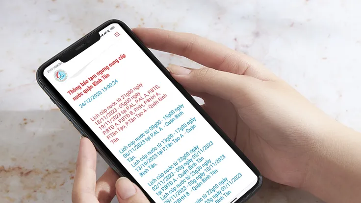 tra cứu lịch cúp nước bằng Zalo