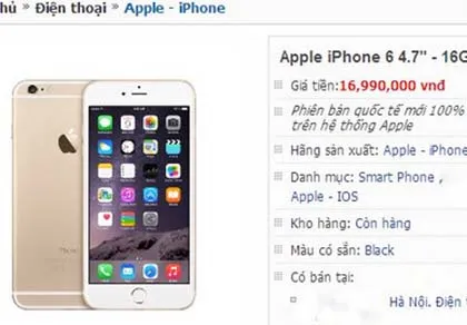 iPhone 6 'xách tay' 16 GB giảm giá hơn 1 triệu đồng