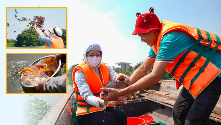 Người dân TP.HCM thuê ghe ra giữa sông để thả cá tiễn ông Công, ông Táo