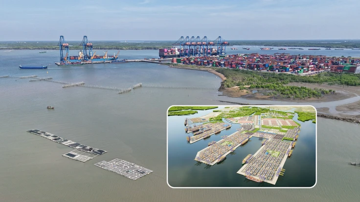 Flycam hiện trạng khu vực xây dựng Cảng tổng hợp và container Cái Mép Hạ