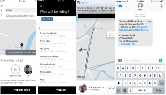 Uber ra mắt tính năng đặt xe cho người thân 