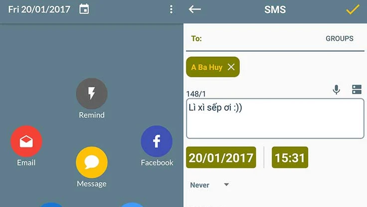 Ứng dụng hẹn giờ gửi tin nhắn chúc Tết