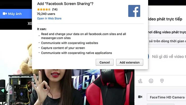 Facebook cho phép livestream màn hình laptop