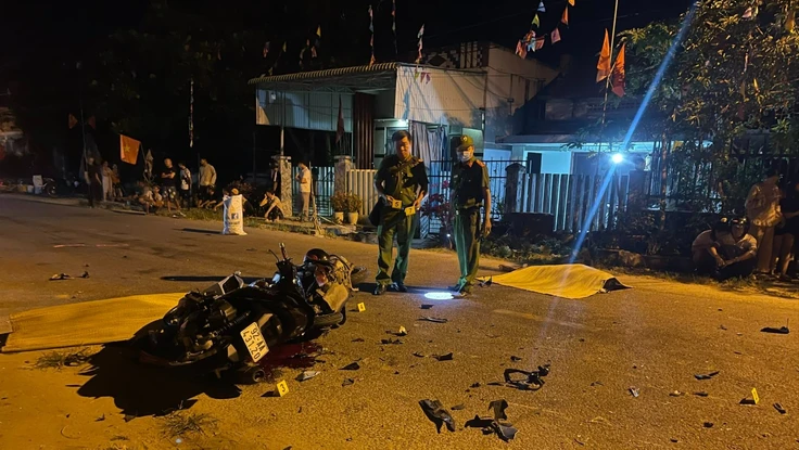 Hiện trường vụ tai nạn khiến hai người cùng xã tử vong. Ảnh: CTV