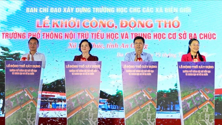 Phó Thủ tướng Phạm Thị Thanh Trà dự lễ khởi công trường phổ thông nội trú liên cấp ở An Giang