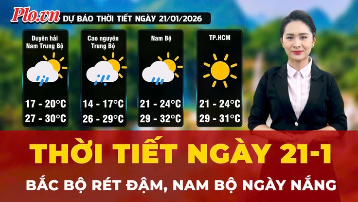 Dự báo thời tiết ngày 21-1: Bắc Bộ rét đậm, Nam Bộ ngày nắng