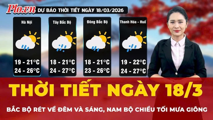 Dự báo thời tiết ngày 18-3: Bắc Bộ rét về đêm và sáng, Nam Bộ chiều tối mưa giông