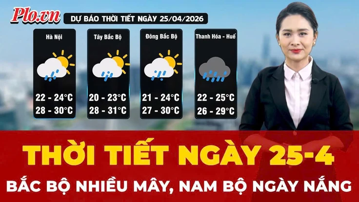 Dự báo thời tiết ngày 25-4: Bắc Bộ nhiều mây, Nam Bộ ngày nắng