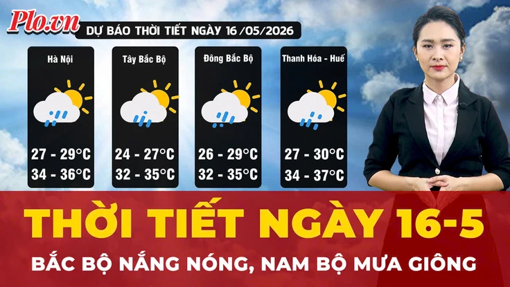 Dự báo thời tiết ngày 16-5: Bắc Bộ nóng gay gắt, Nam Bộ nắng mưa giông rải rác