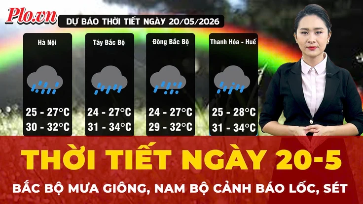 Dự báo thời tiết ngày 20-5: Bắc Bộ mưa giông, Nam Bộ cảnh báo lốc, sét